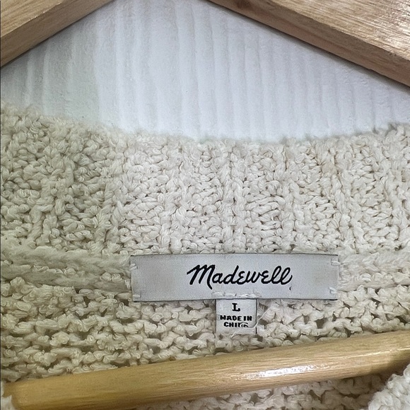 Madewell - Ivory Loop Edge Long Sleeve Chunky Crewneck Sweater Size Large - Picture 9 of 11